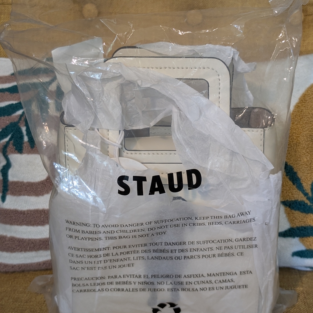 NWT STAUD Cream Mini Shoulder Bag with Black Dog - Picture 9 of 12